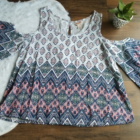 Arizona Hippie Boho Bell Sleeve Crop Top Medium - Picture 4 of 6